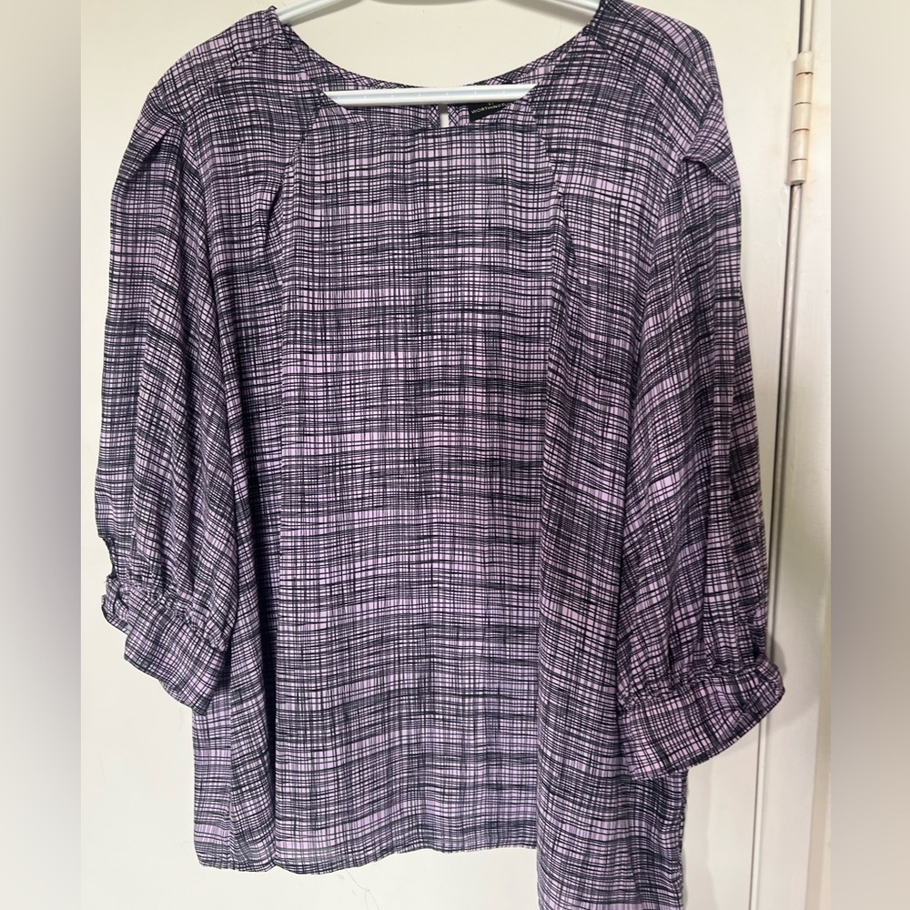 Worthington Black and Pink Plaid Blouse